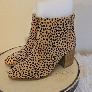 Chic Black and Brown Animal Print Ankle Boots with Medium Heel